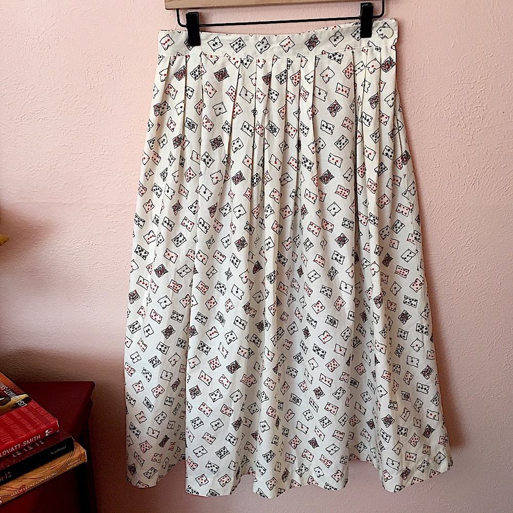 VTG Rockabilly Novelty Print Playing Cards Full Skirt